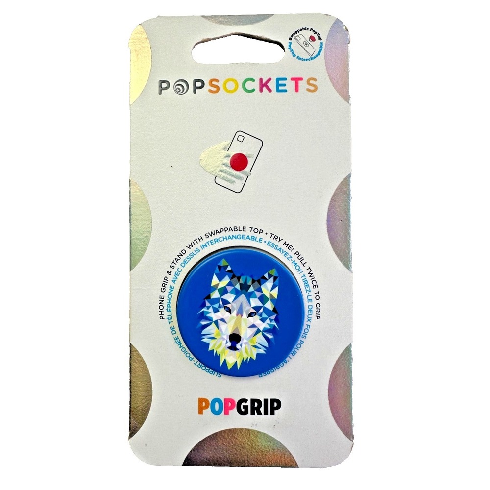PopSockets PopGrip Geo Wolf Phone Grip Stand Swappable Top New in Package NIP